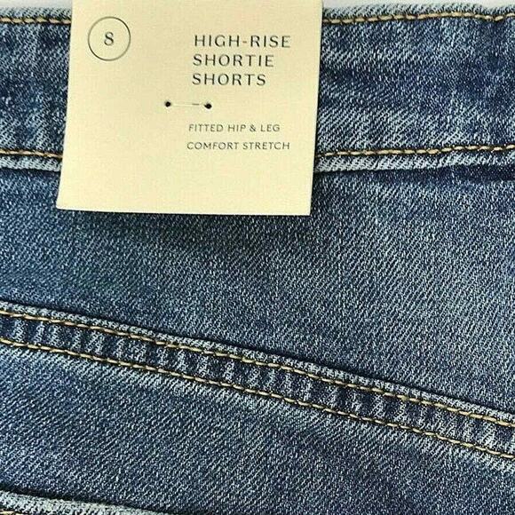 Womens Cut Off Jean Shorts Sz 8 Shortie Short Denim Raw Hem Distress High‎ Rise - Picture 5 of 6
